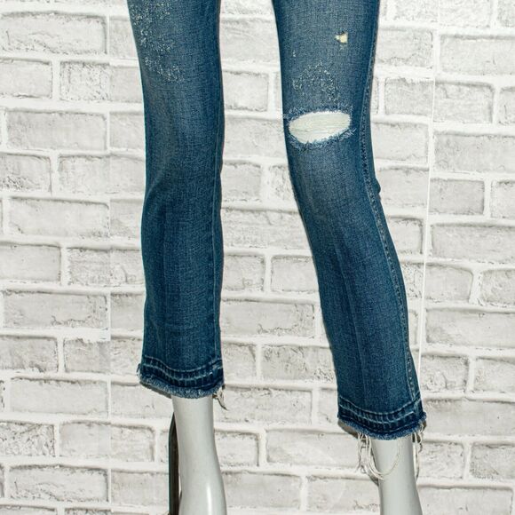 AMO Denim BABE Dive Bar Destroy Jeans Crop fray Women's Size 26 - Picture 10 of 12